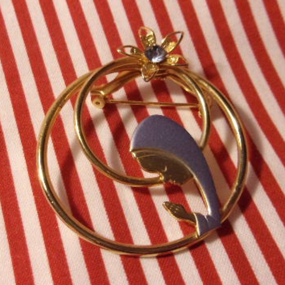 Holy Mother Gold Tone Brooch